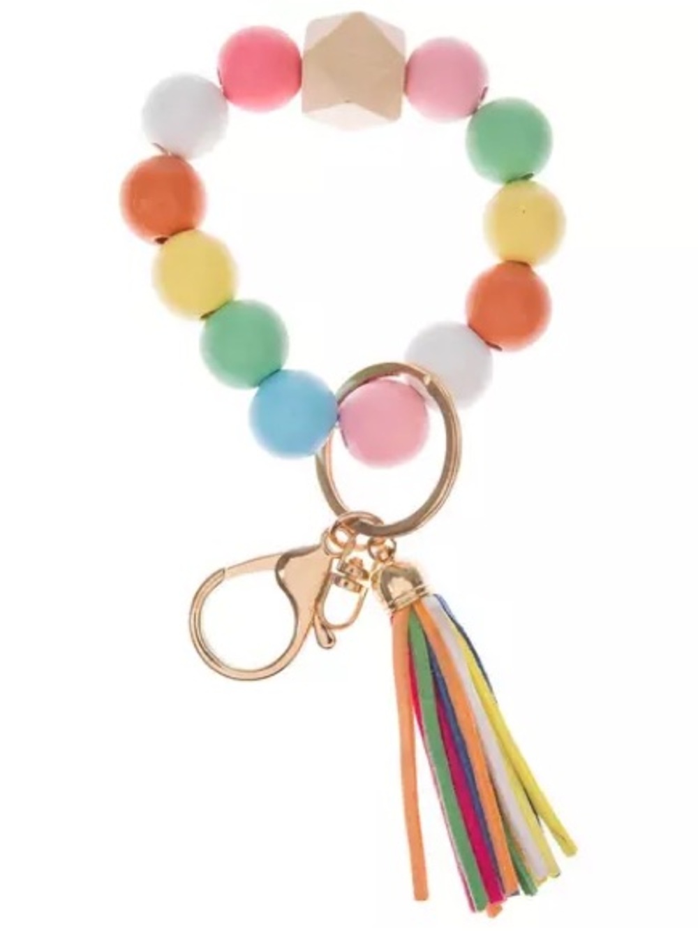 New Pastel Multicolor Beaded Tassel Keychain Bracelet Bag Charm